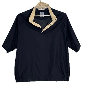 Sunice Mens Windbreaker Golf Jacket L Black Short Sleeve Snaps Weather Resistant